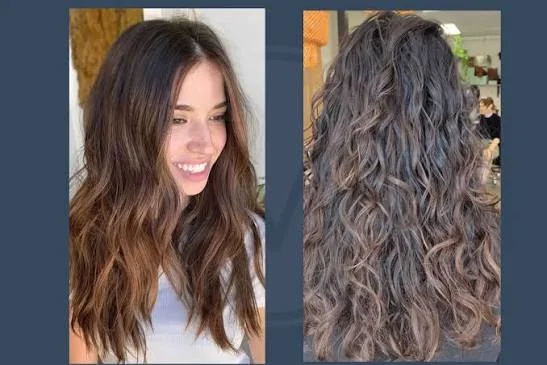2A hair showing mostly straight roots with loose waves through the lengths