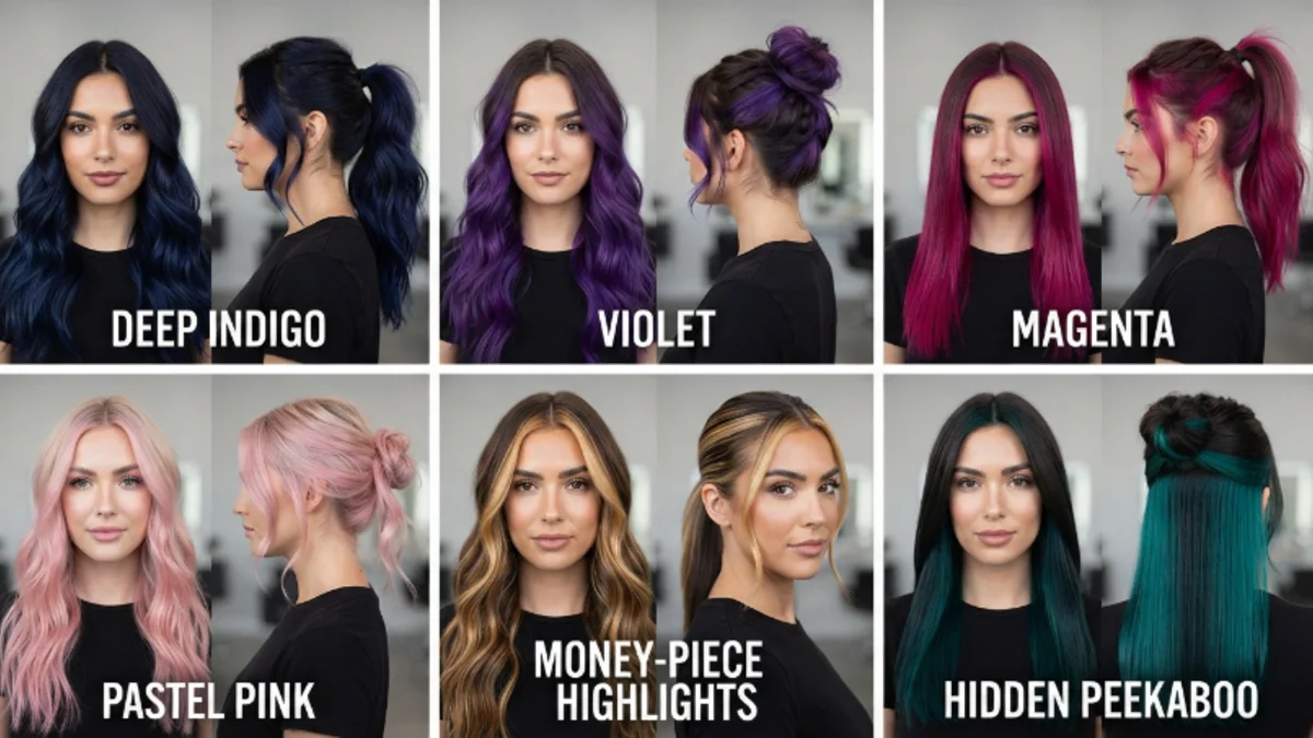 Hair color ideas chart showing how natural starting depth affects the final shade