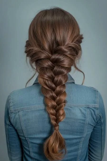 Hairstyles for long hair featuring a detailed long braid for a polished feminine finish