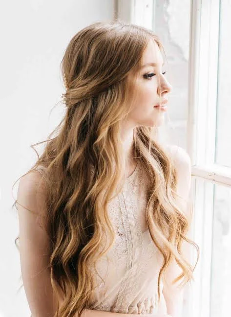 Hairstyles for long hair with a soft natural texture suitable for a special occasion
