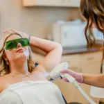 laser hair removal preparation with protective eyewear and a clinical treatment device