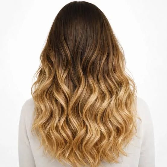 Light brown hair with a soft balayage gradient from deeper roots into warm lighter ends